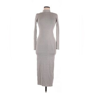 NWT ZARA High Neck Maxi Bodycon Long Sleeve Dress in Gray- Size M